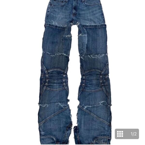 mmoption リメイクデニムパンツ パッチワーク 古着