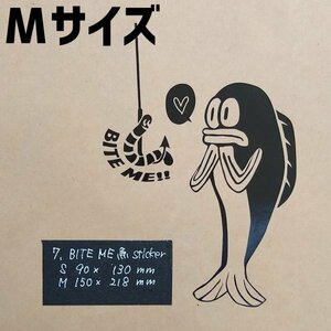 BITEME魚sticker【黒／Mサイズ】★釣りステッカー