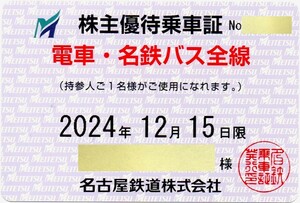 名古屋鉄道 株主優待乗車証 [電車・名鉄バス全線] （定期券型）