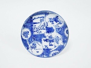 図替わり印判　変形窓絵に花鳥図　小皿　/　古伊万里　NO.D1-HH4474j