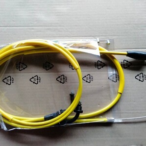 送料込み SUZUKI後期型 GS400 GS400E 15cm ロング アクセル クラッチ ワイヤー ケーブル セット 黄色イエロー GS400E2 E3 GS425 GS400L