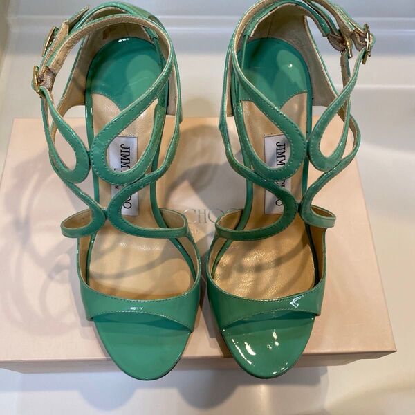JIMMY CHOO patenent leather peppermintハイヒール サンダル