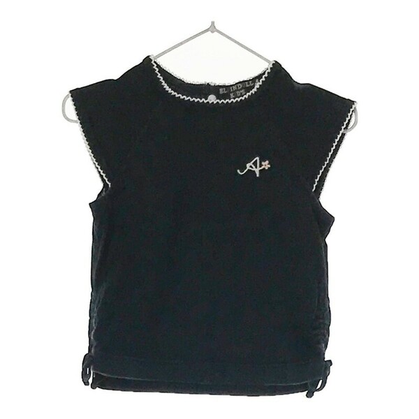 【27775】 Elfin Doll エルフィンドール 半袖シャツ サイズ90 ブラック カジュアルシャツ バックボタン アームレット ロゴ刺繍 キッズ