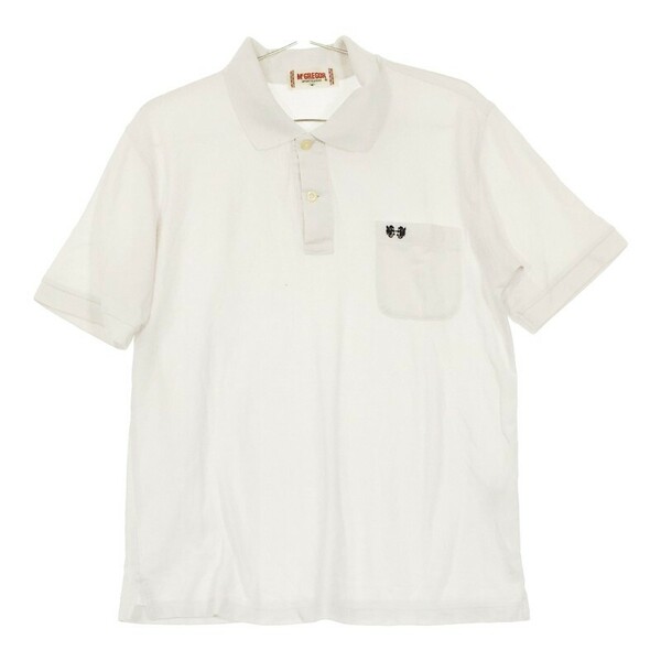 【25569】 McGregor マックレガー ポロシャツ カットソー サイズM ホワイト カジュアルシャツ 半袖 ハーフボタン ロゴマーク メンズ