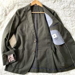 L размер / лен ./ превосходный товар *TAKEO KIKUCHI Takeo Kikuchi tailored jacket Glenn проверка linen весна лето зеленый мужской бизнес блейзер 