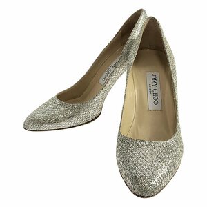 JIMMY CHOO / ジミーチュウ | Romy 85 Champagne コースグリッター ファブリック・ポインテッド トゥ パンプス | 37 1/2 | シルバー