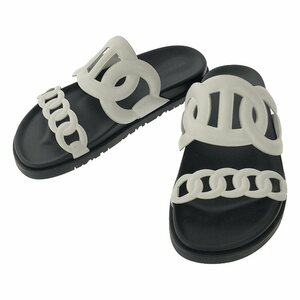 【美品】 HERMES / エルメス | Extra Leather Sandals / エクストラ シェーヌ ダンクル レザー サンダル | 37 | ホワイト | レディース