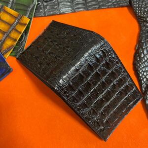  чёрный черный крокодил мужской двойной бумажник Mini кошелек wani кожа . натуральная кожа длинный кошелек .. compact популярный товар 