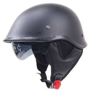 新品 ハーフヘルメット 内蔵ゴーグル 半帽ヘルメット 男女兼用 バイクヘルメット 半キャップ ヘルメット マットブラック サイズ： L