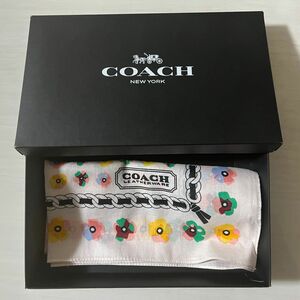 COACH コーチ　スカーフ　バンダナ　箱付き　花柄　ボタニカル　綿100% ハンカチ