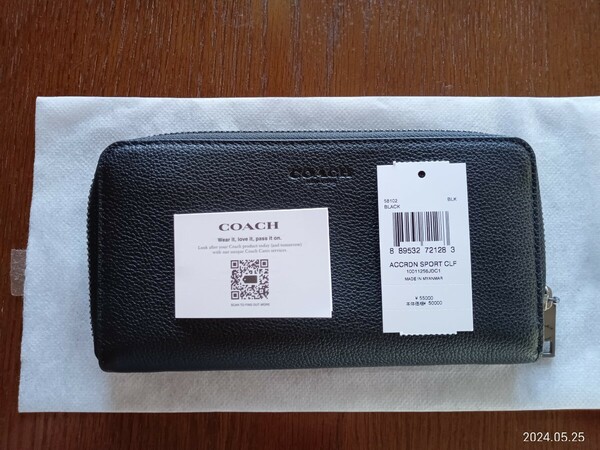 ★COACH　男女兼用レザー長財布　BLAKC色　新品未使用　正規ショップ購入品！