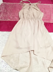 فستان بروتيل شيفون بثلاثة حياكة بيج عاجي ، فستان وتنورة بطول الركبة ومقاس M