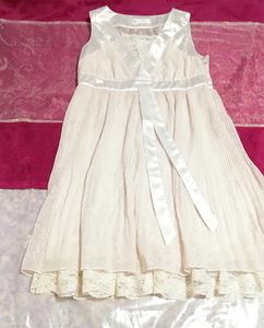 アイボリーホワイトサテンリボンノースリーブネグリジェワンピースドレス Ivory white satin ribbon negligee sleeveless dress,ワンピース&ひざ丈スカート&Mサイズ