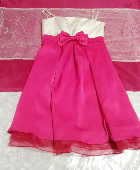 Shrine maiden-style negligee nightgown camisole dress magenta organza skirt, knee length skirt, m size