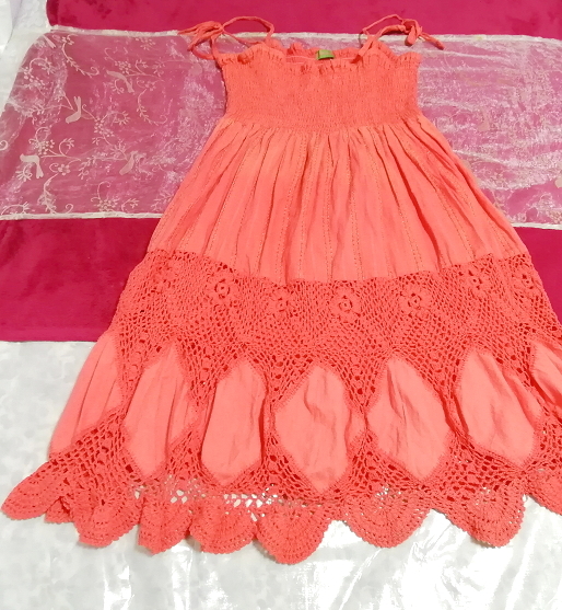 Vestido camisola camisón negligee 100% algodón rojo rosa hecho en la India, falda hasta la rodilla, talla m