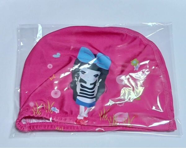 ピンク　可愛い女の子のスイムキャップ スイミングキャップ　子供　プール　海水浴　水泳帽子 