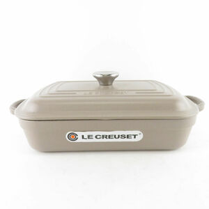 美品 Le Creuset ルクルーゼ ココット レクタンギュラー 両手鍋 鋳物ホーロー 29cm 2.8L グレージュ 限定 料理 キッチン SU7234X