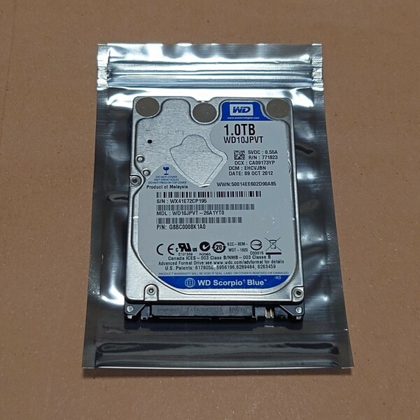 Western Digital WD10JPVT 1TB HDD 使用時間1822時間