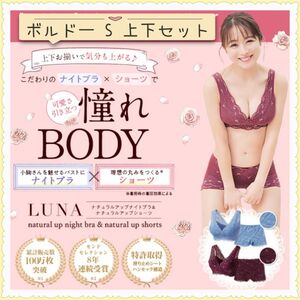 【新品未開封】育乳LUNAナチュラルアップ ナイトブラ&ショーツ S ボルドー