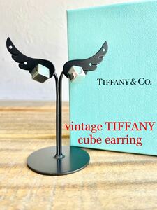 ☆希少美品☆ 鏡面磨き仕上げ TIFFANY ティファニー ヴィンテージ キューブ ピアス イヤリング 送料無料 925シルバー Ag925 レディース