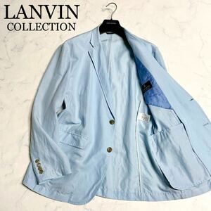 XL相当●ランバンコレクション LANVIN COLLECTION 【極上リネン】テーラードジャケット ブレザー ライトブルー系 メンズ アンコン 春夏 