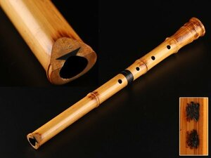 【琴》送料無料 時代和楽器 銀唄口 竹造琴古流尺八 在銘 WK432