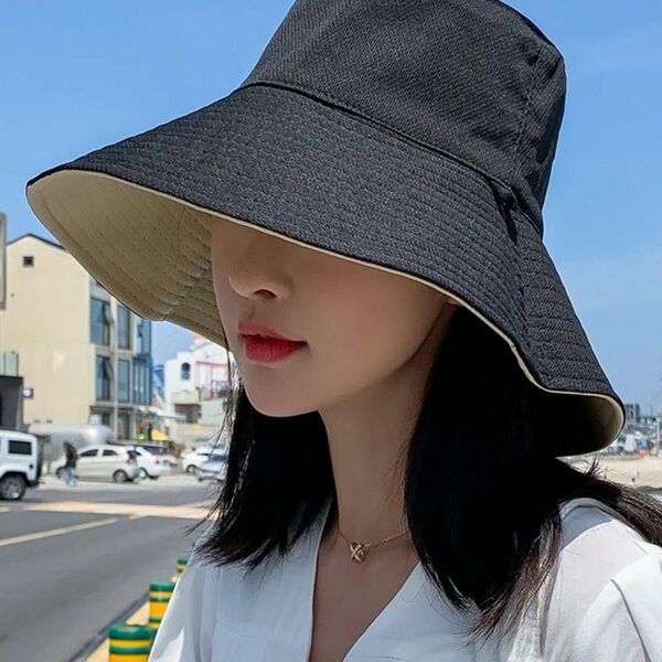 レディース ハット つば広 帽子 黒 ベージュ UVカット 韓国 紫外線対策 熱中症 日焼け防止 日よけ帽子 効果 紫外線カット