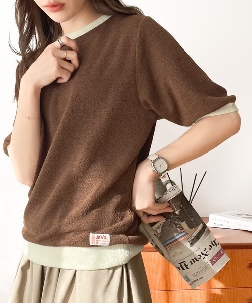 新品♪Classical Elf≪クラシカルエル♪《JaVaジャバ コラボ》レトロ配色リンガーTeeシャツ♪Mサイズ♪ブラウン♪