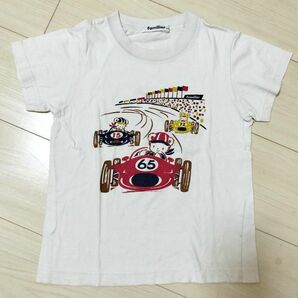 ファミリア　familiar　 ファミちゃん　半袖Tシャツ 白　レーシングカー　120