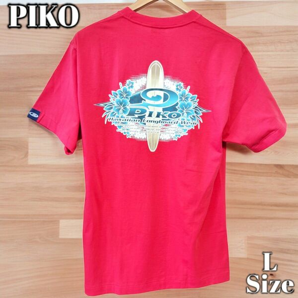 PIKO 未使用タグ付 サーフ Tee 90s y2k ラメ レッド Lサイズ Tシャツ 半袖 赤