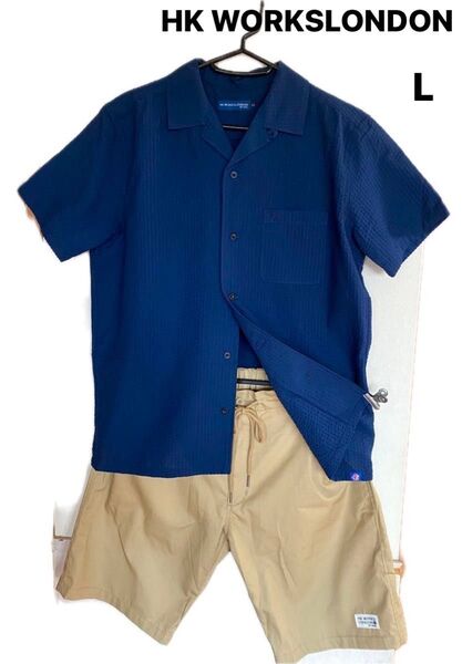 HK WORKSLONDON メンズ 半袖シャツ 短パンセット L 中古美品