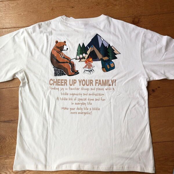 LOGOS DAYS バックプリント Tシャツ サイズL 綿100 大きいサイズ クリームホワイト