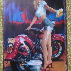 ヴィンテージ レトロモーターサイクル ブリキ看板 新品