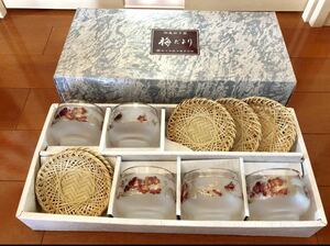  new goods in box storage goods for summer Sasaki glass corporation [ plum ... cold tea set ] cold tea glass & tea ..5 customer set! plum pattern on goods ....