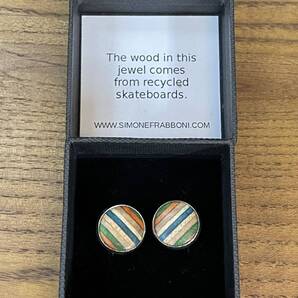 新品 HANDMADE IN ITALY製 SIMONE FRABBONI リサイクルスケートボードカフスボタン マルチカラー シモーネ フラッボーニ カフリンクス