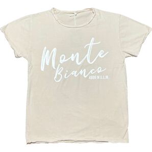 新品 MADE IN ITALY製 MAGLIA 「Monte Bianco」ロゴプリント クルーネックTシャツ ピンクベージュ Sサイズ ユニセックス マリア イタリア製