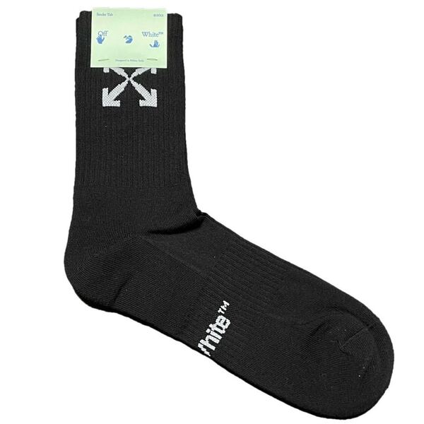 新品 MADE IN ITALY製 2021-22FW OFF-WHITE ソックス ARROW SPORT SOCKS BLACK WHITE オフホワイト ヴァージルアブロー イタリア製 靴下