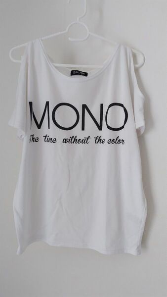 レディース Tシャツ 半袖 肩あき ロゴ入り Mサイズ