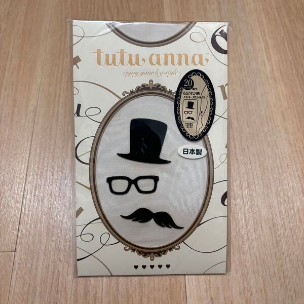 未開封 tutuanna チュチュアンナ フロッキープリントタイツ フレッシュベージュ M〜Lサイズ 20デニール オジ柄
