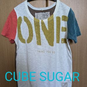 CUBE SUGAR ビンテージ風半袖Tシャツ