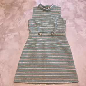 エミリアウィズ ツイード ツイードワンピース ツイードワンピ ワンピース ワンピ タイトワンピース タイトワンピ ミント ノースリーブ