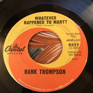 Hank Thompson 1964 US Original The Luckiest Heartache In Town / Whatever Happened To Mary? Western Swing