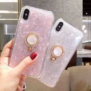 iPhoneケース iPhone かわいい キラキラ ピンク スマホケース キラキラストーン クリア シェル スマホリング