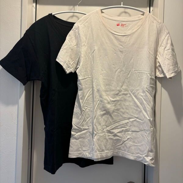 Hanes ジャパンフィット Tシャツ 2枚セット ブラック ホワイト