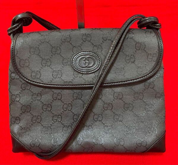 美品】 GUCCI グッチ GG ショルダー ポシェット カバン バッグ 黒 ブラック