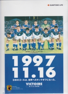 1997年 JFA 祝 サッカー日本代表 クリアファイル