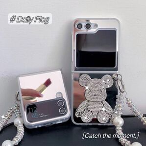 Galaxy Z Flip5 スマホケース ストラップ くま 大人気