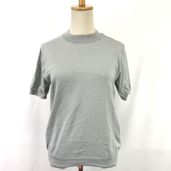 ナノユニバース/nano universe★半袖ニットセーター【38/レディースM/淡い緑系】Tops/Shirts◆BH858