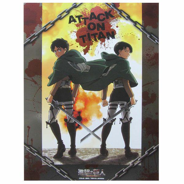 進撃の巨人 ミニメタルポスター エレン リヴァイ