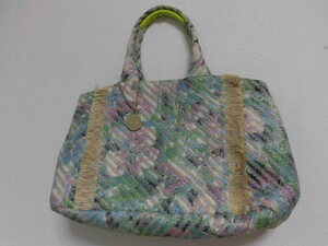 * unused beautiful goods /SAZABY / Sazaby / flax thread knitting large back / charm attaching / bag back 